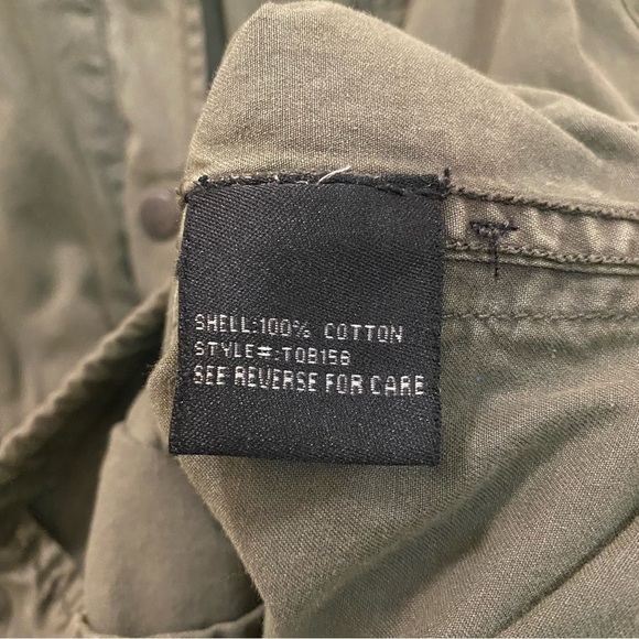 BLANC NOIR Cotton Hooded Utility Jacket Olive Green Zipper Button Size XS - Picture 6 of 9